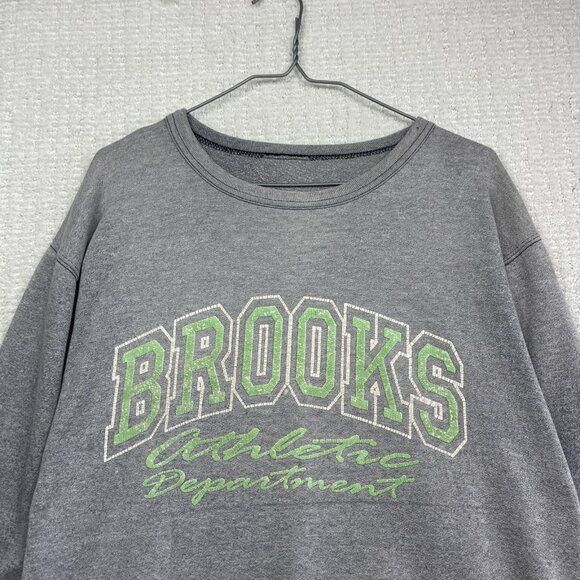 Vintage 90s Brooks Athletic Grey Sweatshirt Retro Pullover College Style Read - Picture 2 of 14